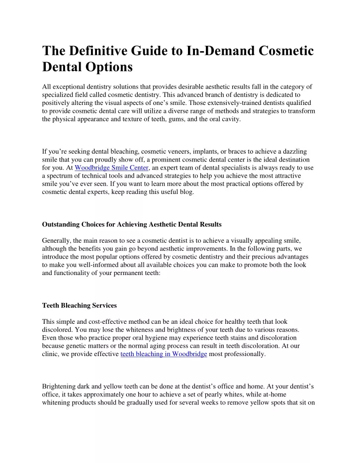 the definitive guide to in demand cosmetic dental