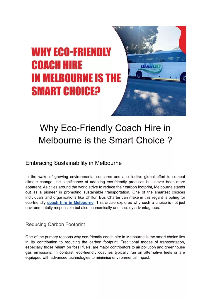 why eco friendly coach hire in melbourne