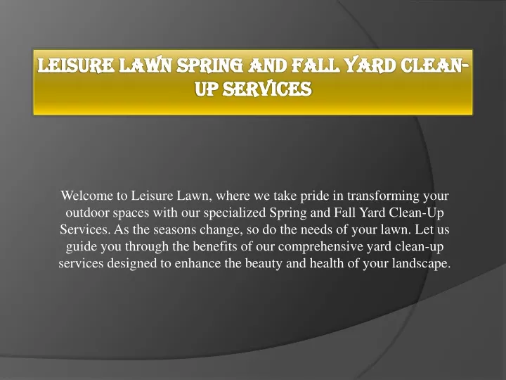 leisure lawn spring and fall yard clean up services