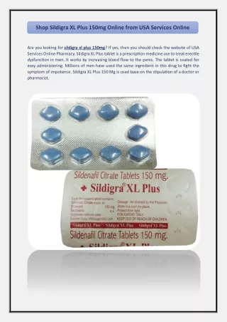 Shop Sildigra XL Plus 150mg Online from USA Services Online Pharmacy