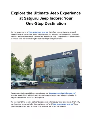 Explore the Ultimate Jeep Experience at Satguru Jeep Indore_ Your One-Stop Destination