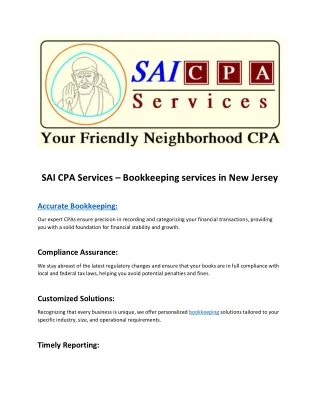 SAI CPA Services - Bookkeeping Services