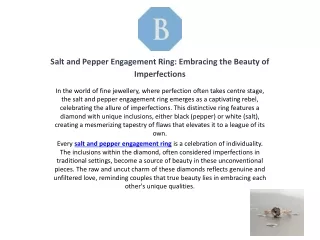Salt and Pepper Engagement Ring: Embracing the Beauty of Imperfections