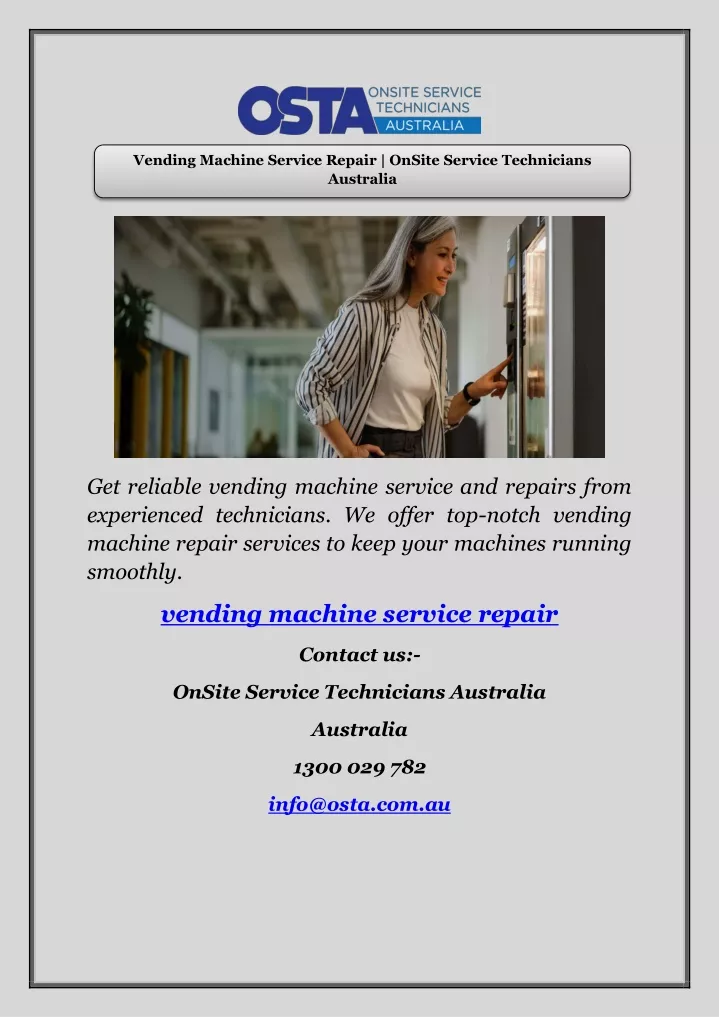 vending machine service repair onsite service