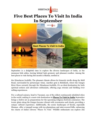 Five Best Places To Visit In India In September