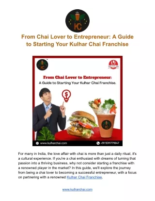From Chai Lover to Entrepreneur: A Guide to Starting Your Kulhar Chai Franchise