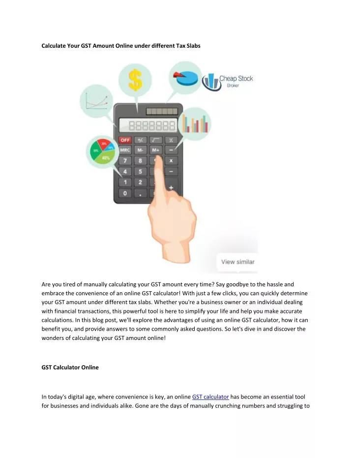 calculate your gst amount online under different