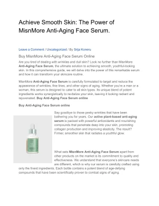 Shop MisnMore Active Palnt-Based Serums Online | Face Serums | Hair Serums