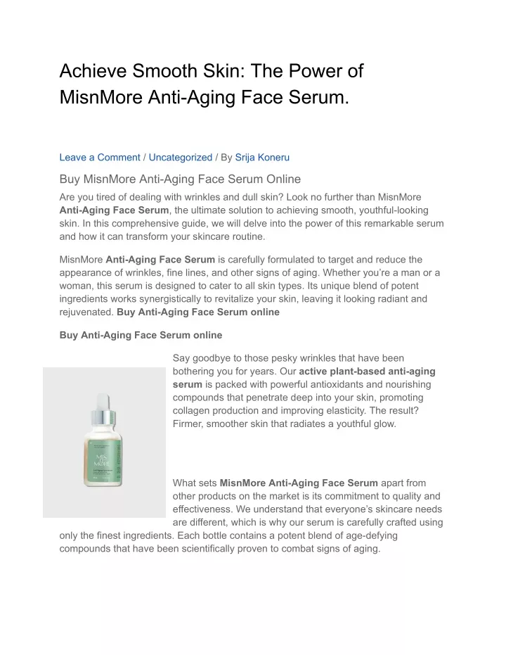 achieve smooth skin the power of misnmore anti