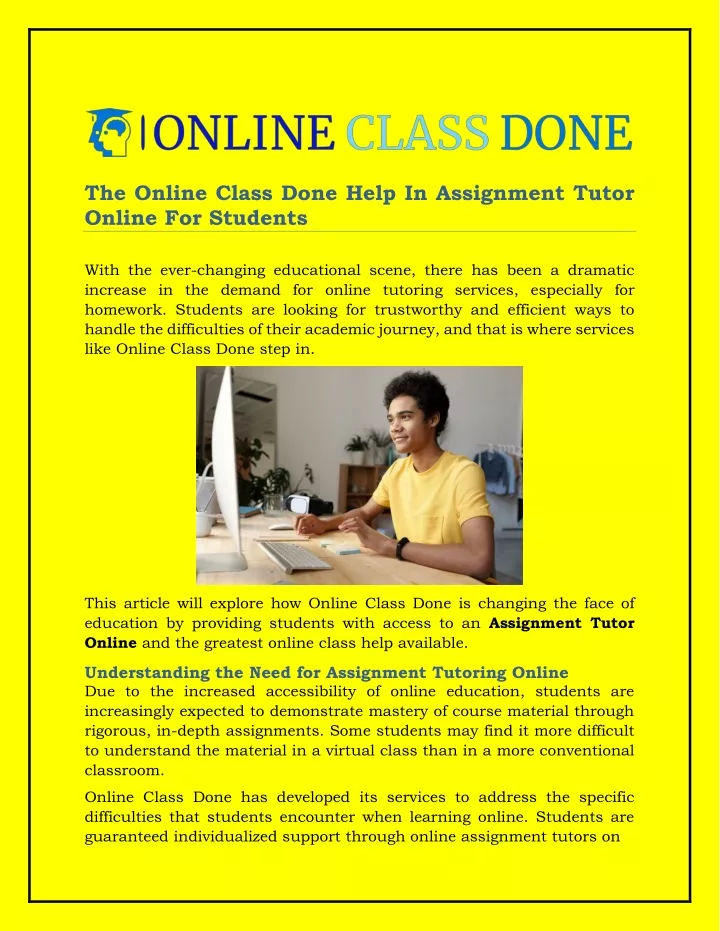 the online class done help in assignment tutor