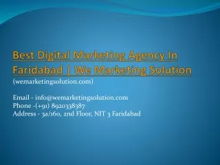 Best Digital Marketing Agency In Faridabad, We Marketing Solution