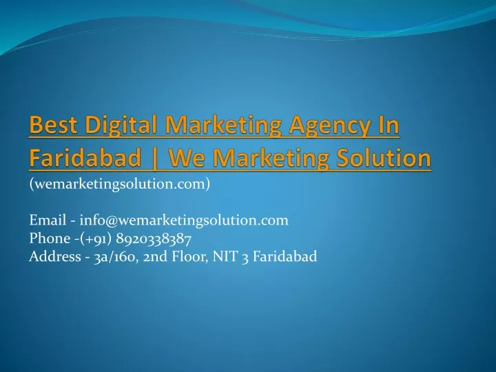 best digital marketing agency in faridabad we marketing solution