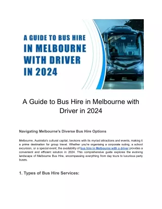 a guide to bus hire in melbourne with driver