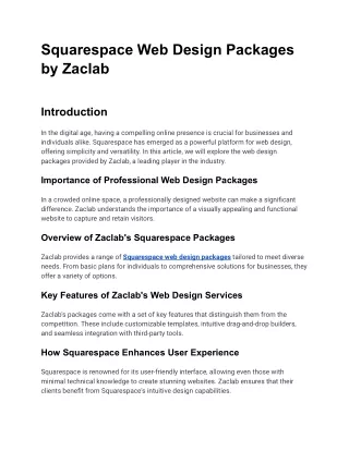 squarspeace web design packages