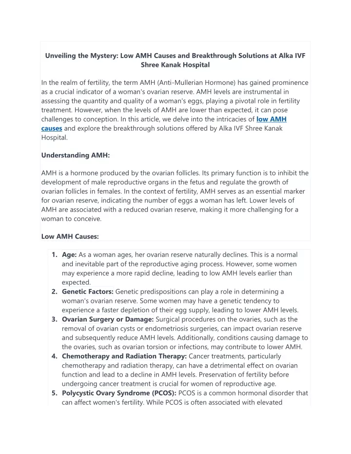 unveiling the mystery low amh causes