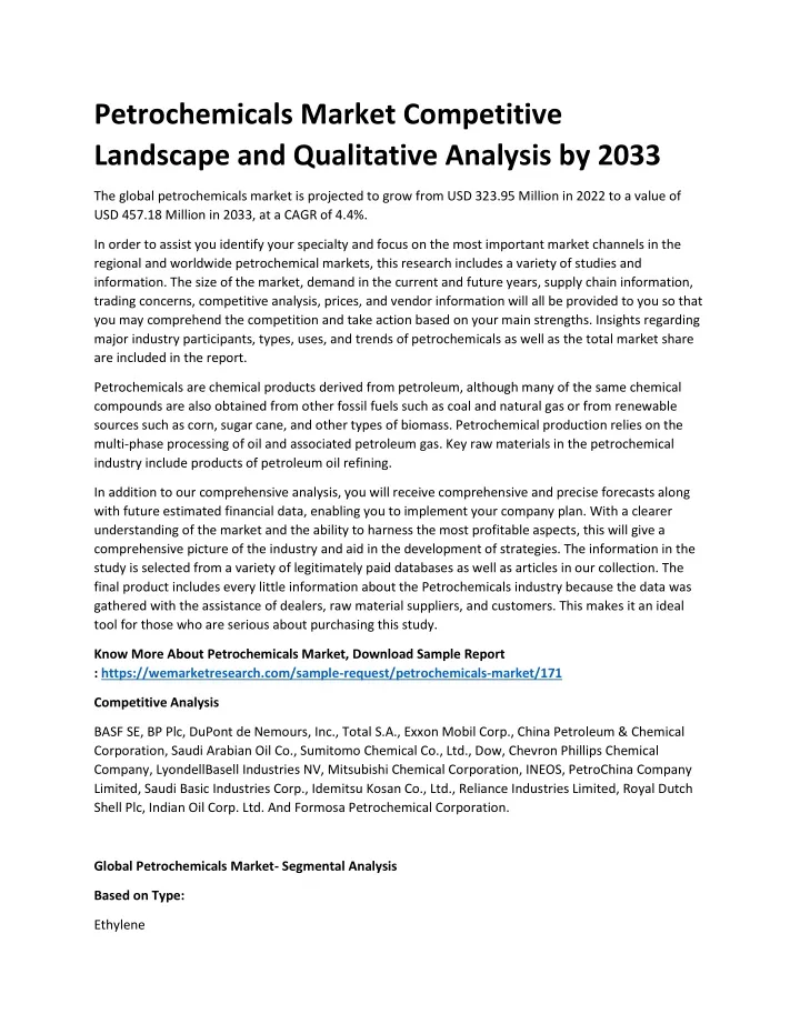 petrochemicals market competitive landscape
