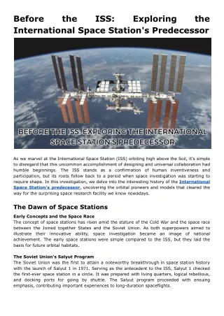 before international space station s predecessor