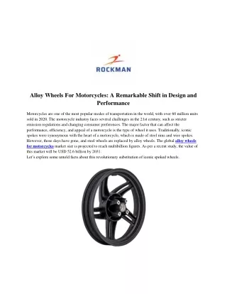 Alloy Wheels For Motorcycles- A Remarkable Shift in Design and Performance