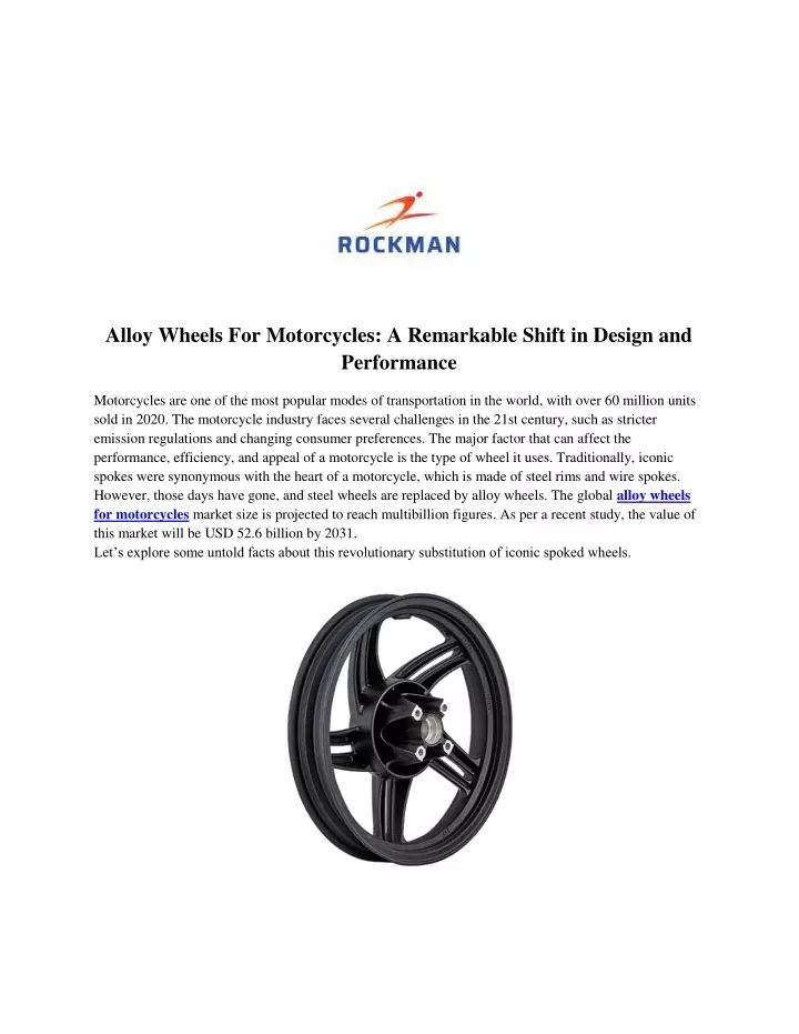 alloy wheels for motorcycles a remarkable shift