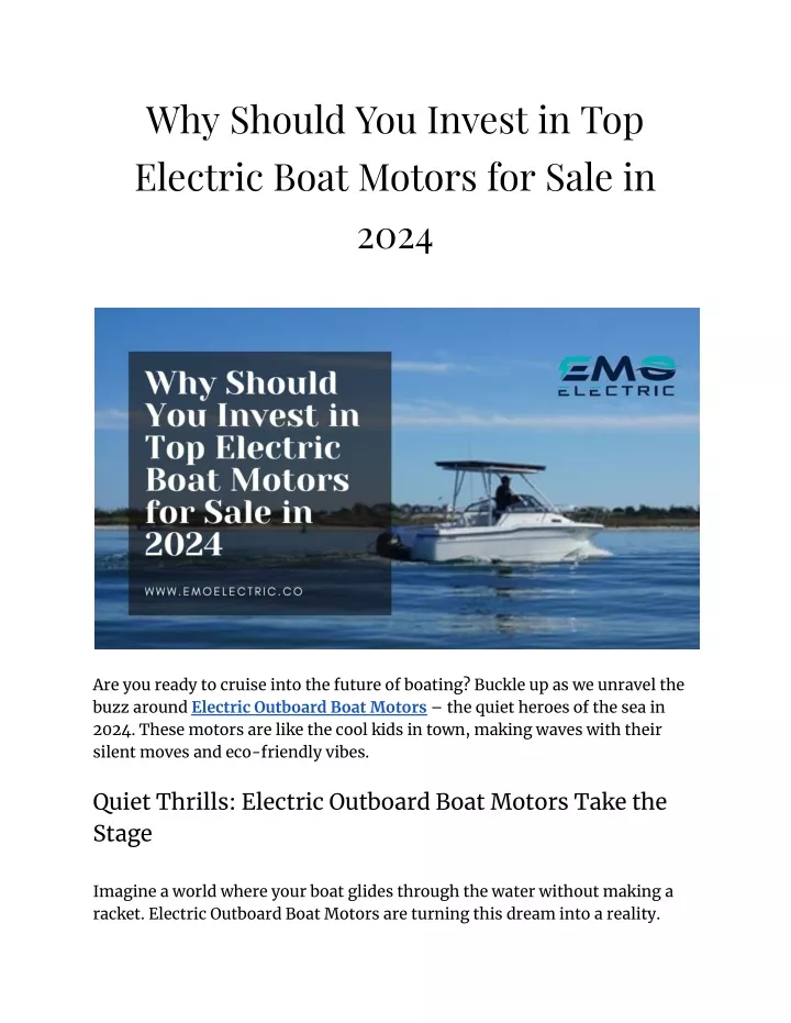 why should you invest in top electric boat motors