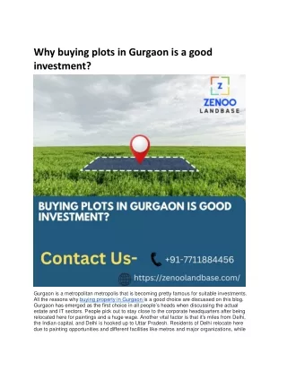Why buying plots in Gurgaon is a good investment