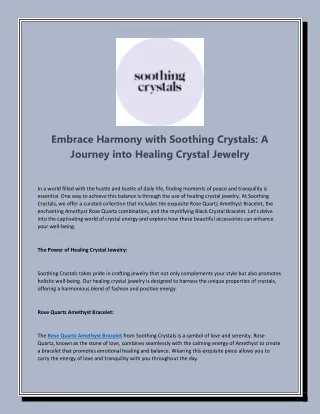 Embrace Harmony with Soothing Crystals A Journey into Healing Crystal Jewelry