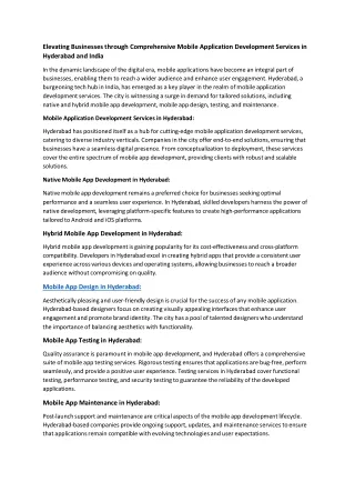 elevating businesses through comprehensive mobile