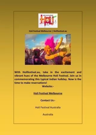 Holi Festival Melbourne  Holifestival.au