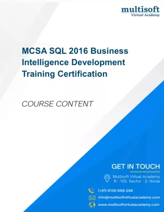 MCSA SQL 2016 Business Intelligence Development Training Certification