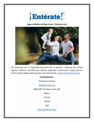 seguro m dico de bajo costo enterate com
