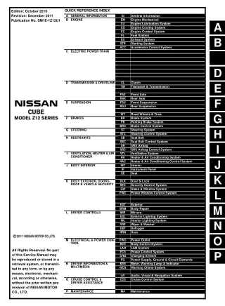 2011 Nissan CUBE Service Repair Manual