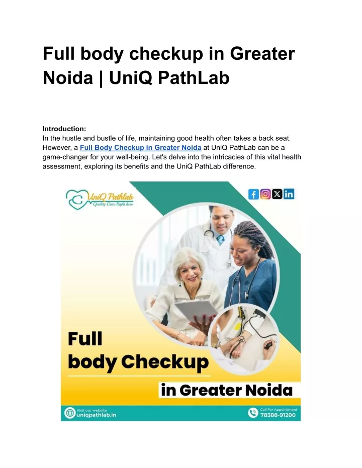 full body checkup in greater noida uniq pathlab