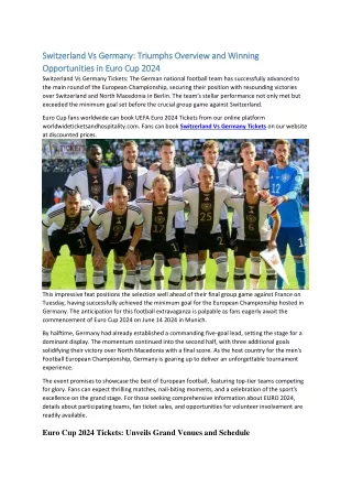 Switzerland Vs Germany Triumphs Overview and Winning Opportunities in Euro Cup 2024