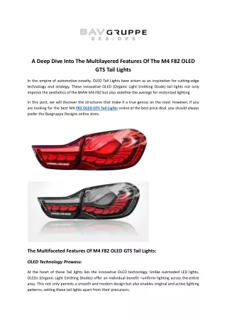 A Deep Dive Into The Multilayered Features Of The M4 F82 OLED GTS Tail Lights