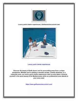 Luxury yacht charter experiences | Golfoaranciescursioni.com