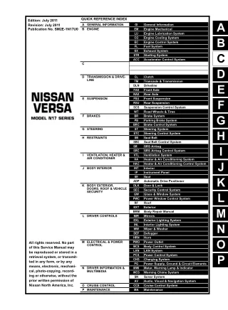 2012 Nissan Versa Sedan Service Repair Manual