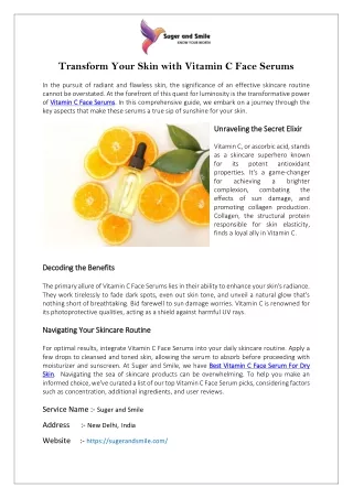Transform Your Skin with Vitamin C Face Serums
