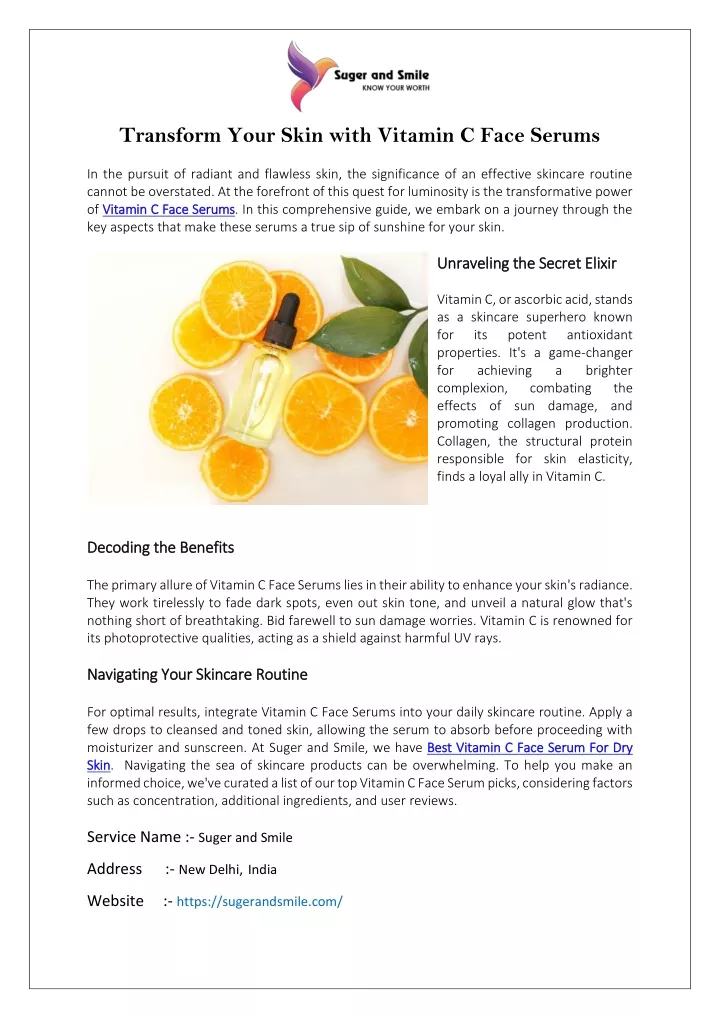 transform your skin with vitamin c face serums