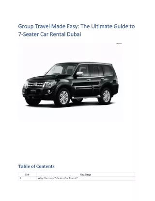 Group Travel Made Easy- The Ultimate Guide to 7-Seater Car Rental Dubai