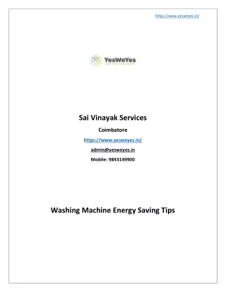 Washing Machine Energy Saving Tips