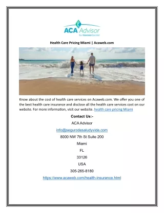 Health Care Pricing Miami | Acaweb.com