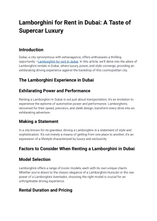 lamborghini for rent in dubai a taste of supercar