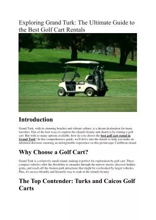 Exploring Grand Turk The Ultimate Guide to the Best Golf Cart Rentals