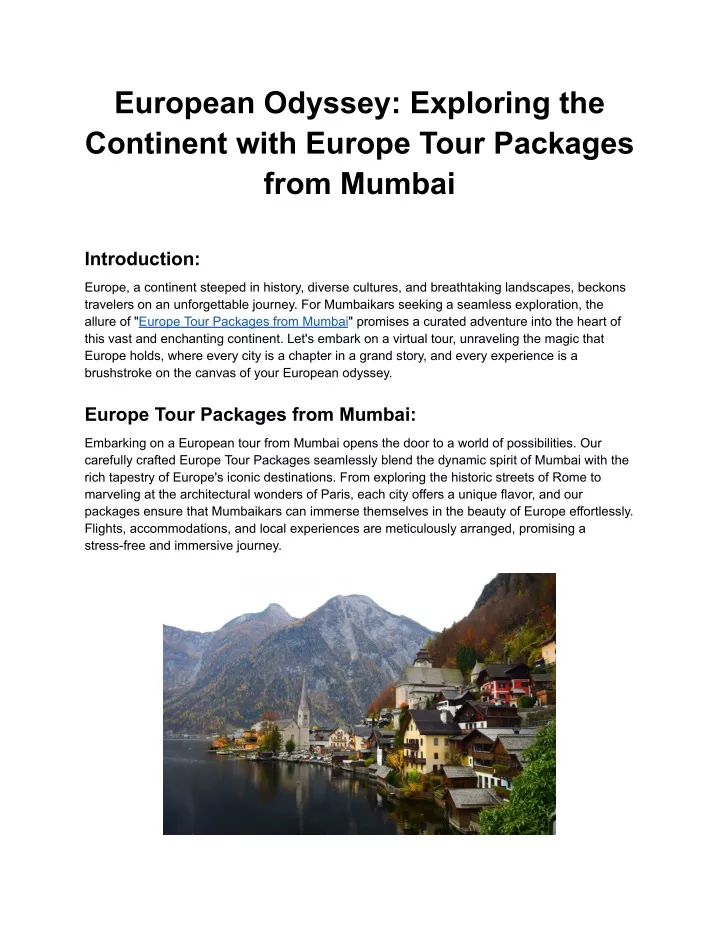 european odyssey exploring the continent with