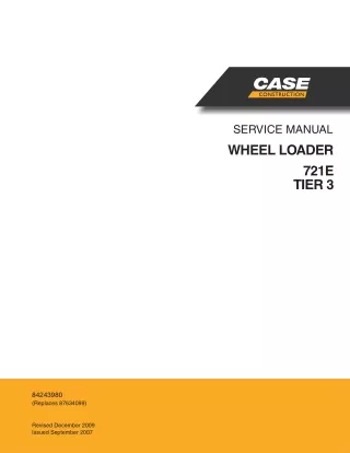 CASE 721E Tier 3 Wheel Loader Service Repair Manual