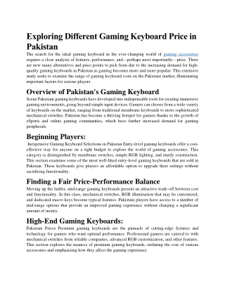 Exploring Different Gaming Keyboard Prices in Pakistan (1)
