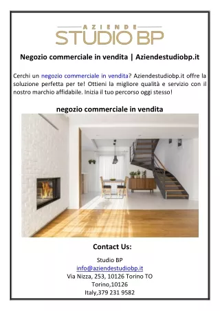Negozio commerciale in vendita | Aziendestudiobp.it