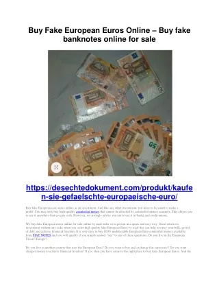 Buy Fake European Euros Online - desechtedokument.com