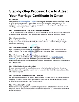 Step-by-Step Process: How to Attest Your Marriage Certificate in Oman