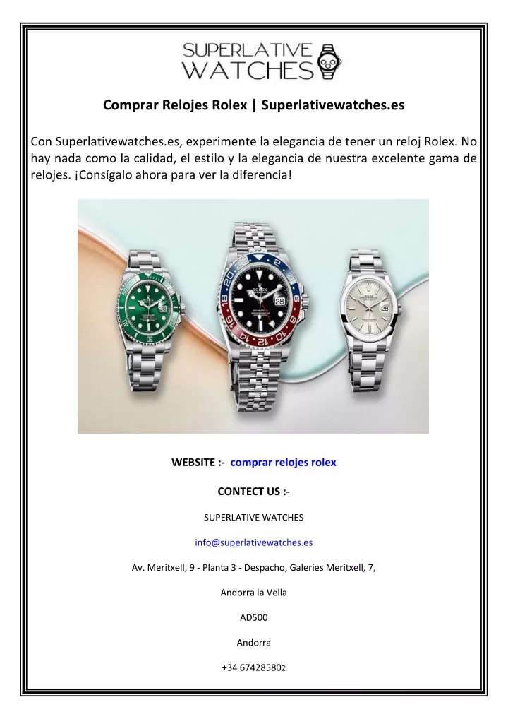 comprar relojes rolex superlativewatches es